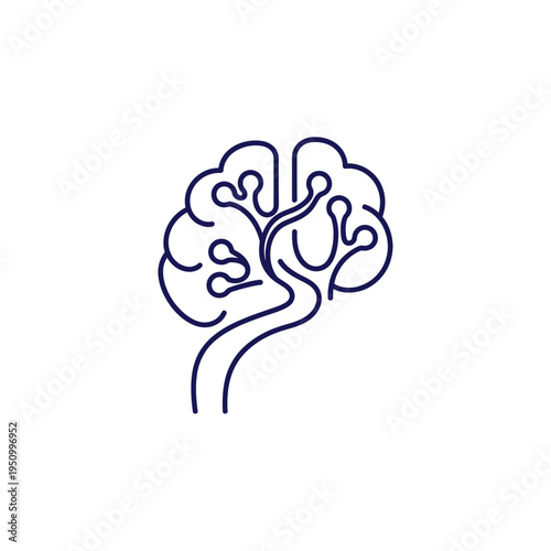 Brain Illustration Simple Line Drawing.