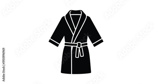 Black and white illustration of a folded bathrobe simple silhouette