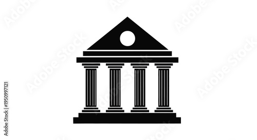 Classical building with columns and a central oculus silhouette
