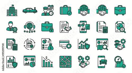 Business icon set. Logistics, finance, transport, global, investment, insurance, analytics, banking, agreement, travel, fleet, commerce, money, office, work, strategy