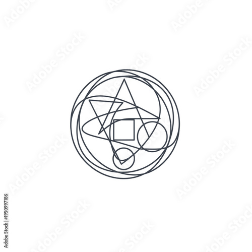 Geometric shapes forming a circle.