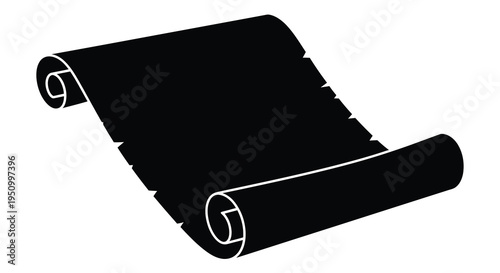 Black scroll illustration with curved edges a striking silhouette