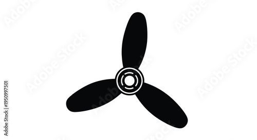 A black propeller design with three blades a striking silhouette