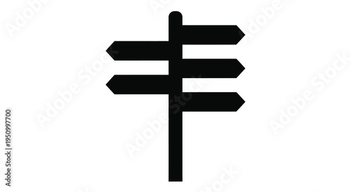 A black signpost with multiple arrows pointing in different directions silhouette