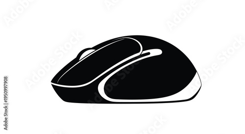 Black computer mouse isolated on a white background silhouette