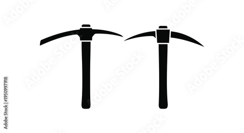 Two black pickaxes displayed against a white background silhouette