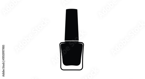 A black nail polish bottle is shown in a stark silhouette