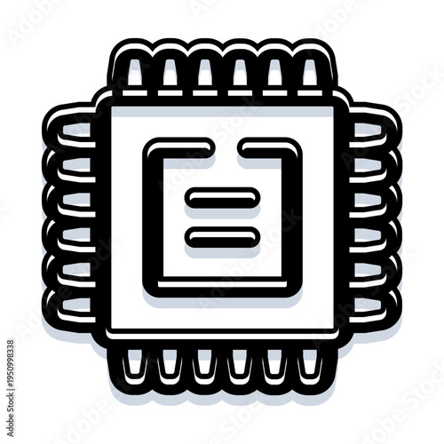 Computer microchip with internal circuitry representing modern electronic hardware, digital data processing, and integrated information systems for various technological applications