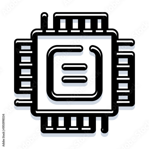 Processor microchip icon depicting advanced digital electronics, showcasing the fundamental concept of integrated circuits and computing power for modern technology