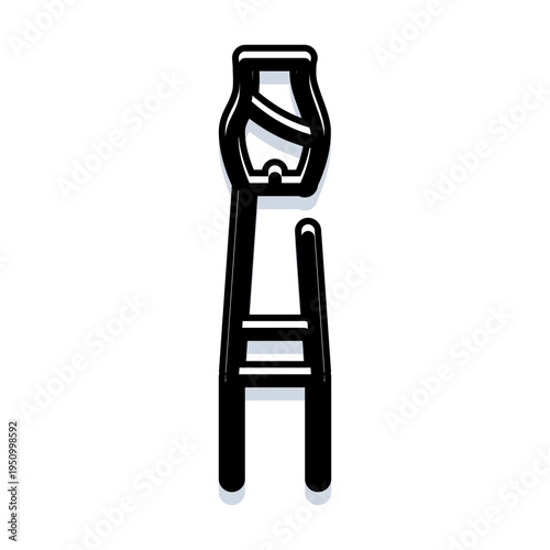 Minimalist bar stool in black and white, featuring clean lines and an abstract graphic design, creating a contemporary illustration for interior styling and modern living concepts