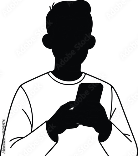 Silhouette of a person holding a smartphone