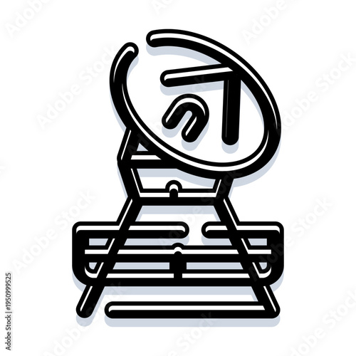 Satellite dish icon illustrating telecommunication, broadcasting, and global connectivity, symbolizing modern data transmission and digital content delivery for various media platforms