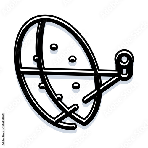 Satellite dish with receiver represents global communication, broadcast technology, internet connectivity, and network services, linking distant locations with digital information