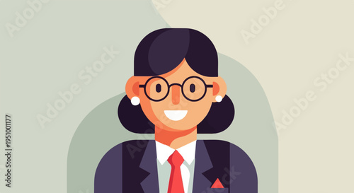 Stylized portrait of a smiling woman in professional attire
