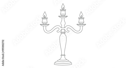 Simple line drawing of a three branched candlestick with lit candles