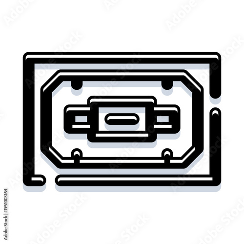 Vintage audio cassette tape icon representing retro music, analogue recording, and nostalgia classic portable media device symbolizing bygone sound, memory, and culture