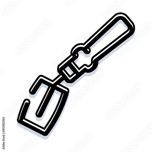 Belt buckle attached to a strap, forming a simple clothing accessory with a fastening mechanism, isolated on a white background creating a graphic symbol