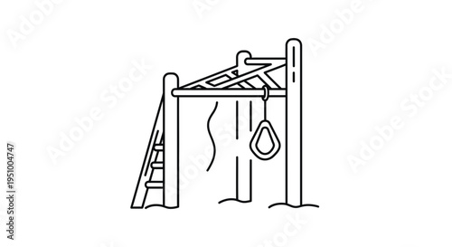 Outdoor Playground Gym Equipment: Ladder, Rings, and Rope for Fitness and Recreation