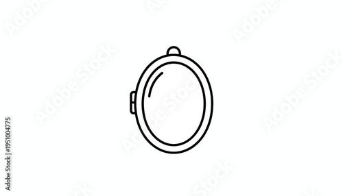 Oval Locket Pendant Icon, Vintage Jewelry Outline, Simple Vector Illustration