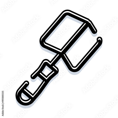 Barbecue tong with a minimalist line art design and subtle shadow, providing an essential kitchenware icon for cooking programs, outdoor meals, summer parties, and food preparation themes