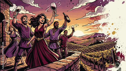 Wine Party Moment Celebrating National Wine Day with Friends Toasting Outdoors