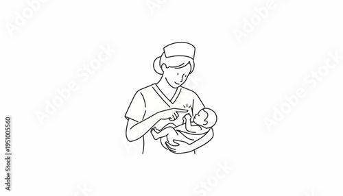 Nurse Holding Newborn Baby, Caring for Infant, Medical Professional, Gentle Touch