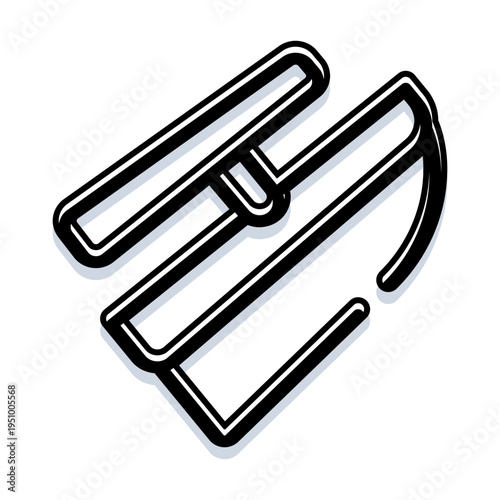 Safety razor depicted as an outlined vector icon with a minimal design and a subtle shadow, ideal for illustrating concepts related to grooming, shaving, and personal care