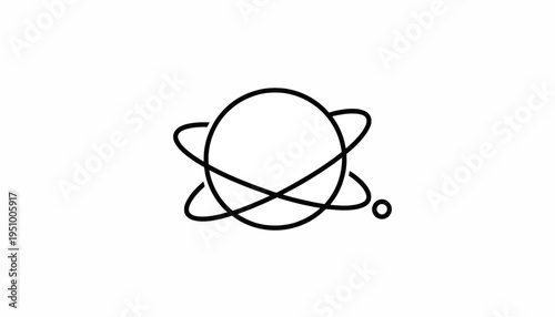 Abstract Atom Icon with Orbiting Electrons, Science and Technology Symbol