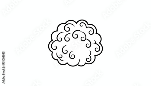 Abstract Brain Swirls Logo Icon, Creative Idea Concept, Black and White Line Art