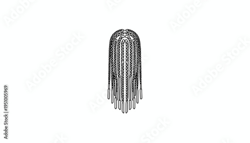 Abstract Braided Pattern, Organic Shape, Black and White Line Art, Minimalist Design