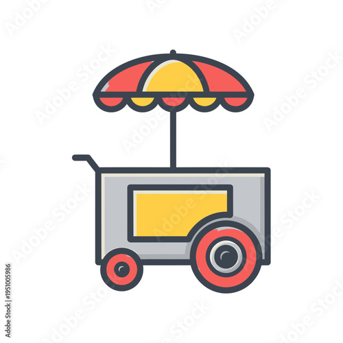 Street Food Cart with Umbrella