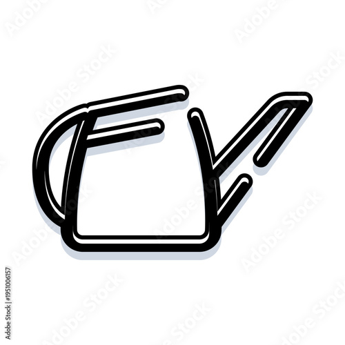 Watering can displaying a black outline and white fill with a subtle shadow, creating a modern, clean, and simple garden tool icon for digital applications