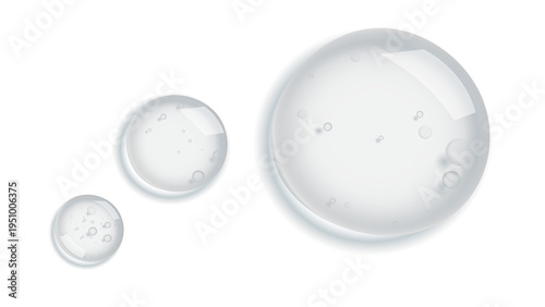 Cosmetic smear with bubles on white background. Serum, oil , acid product for skin care
