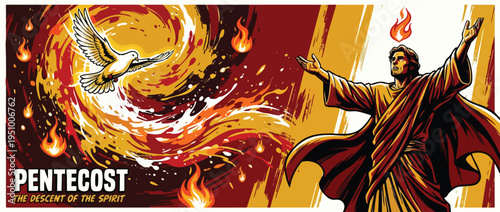 Pentecost Celebration with a Dove and Dynamic Heroic Figure