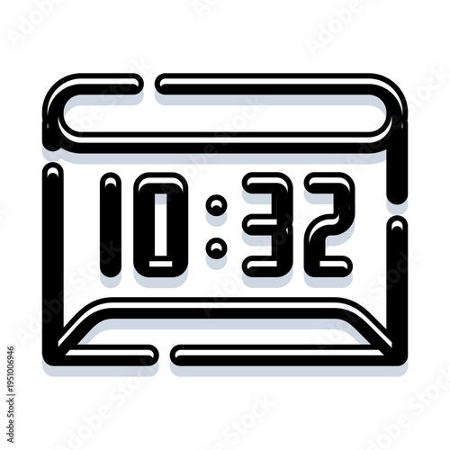 Digital alarm clock icon showing the time 10,32, representing concepts of schedule, punctuality, awakening, and management for daily tasks and routines