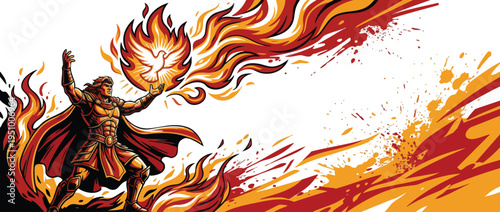 Pentecost Holy Fire Symbol Dynamic Comic Illustration