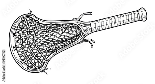 Lacrosse Stick Illustration - Sports Equipment Line Art
