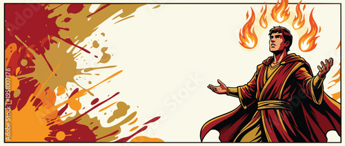 Pentecost Fire Moment Dynamic Heroic Pose Fantasy Comic Art