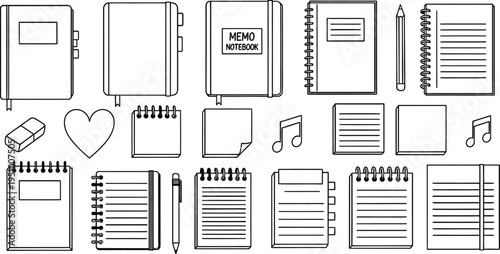 Collection of various notebooks and journal illustrations