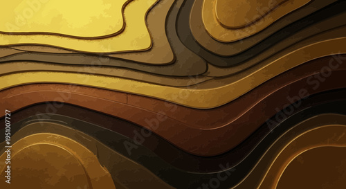 Abstract layered topographic design illustration with gradient colors and texture