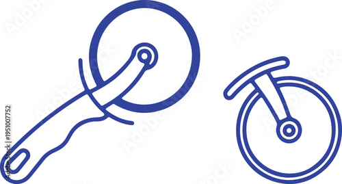 Magnifying glass and bicycle wheel icons in a simplistic design style