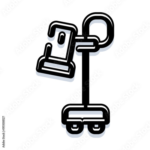 Medical equipment featuring an outline style infusion pump attached to a mobile stand, used in hospitals and healthcare for patient treatment and administering medication