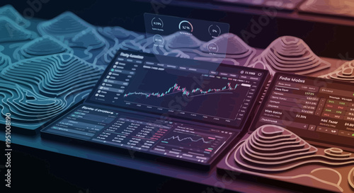 Modern financial data analysis concept with digital charts and devices