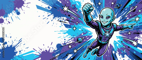 Alien Heroic Pose Space Celebration Dynamic Fantasy Character Illustration