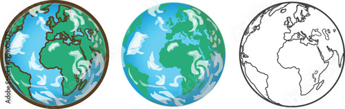 地球（ヨーロッパ・アフリカ・アメリカ・大西洋）