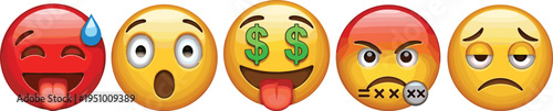 Colorful emoji faces with various expressions and symbols emojis emotions