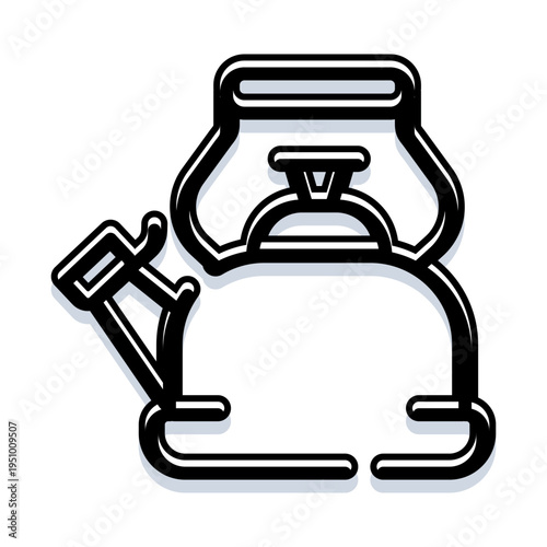 Kettle icon illustrating a modern kitchen appliance for boiling water, preparing hot beverages like tea or coffee, and symbolizing homemaking or hospitality