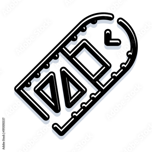 Archery arm guard icon showing a stylized forearm protector with strap and buckle, flat black outline vector on white background conveying safety, sport gear and precision aiming