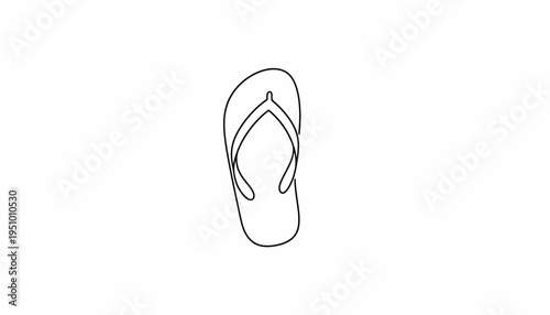 Minimalist Line Art Flip Flop Icon, Simple Summer Footwear Design