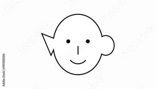 Minimalist Line Art Icon of a Human Face with Abstract Element